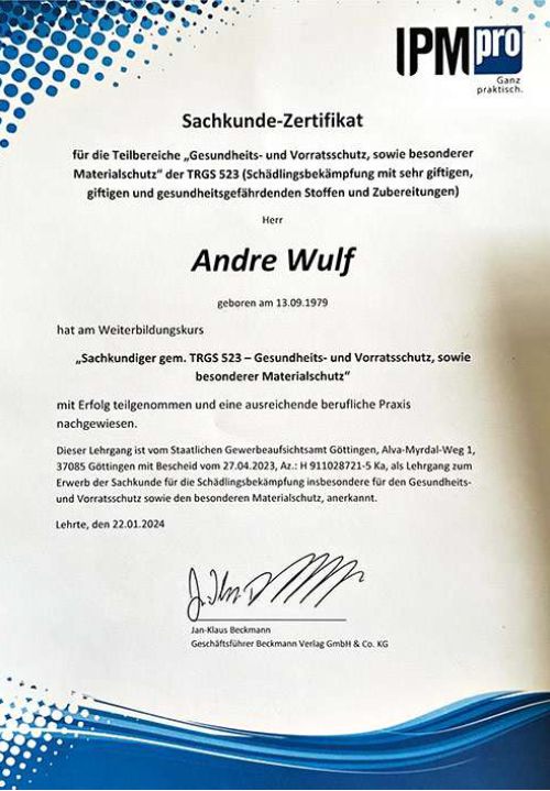 Zertifikat Gesundheitsschutz